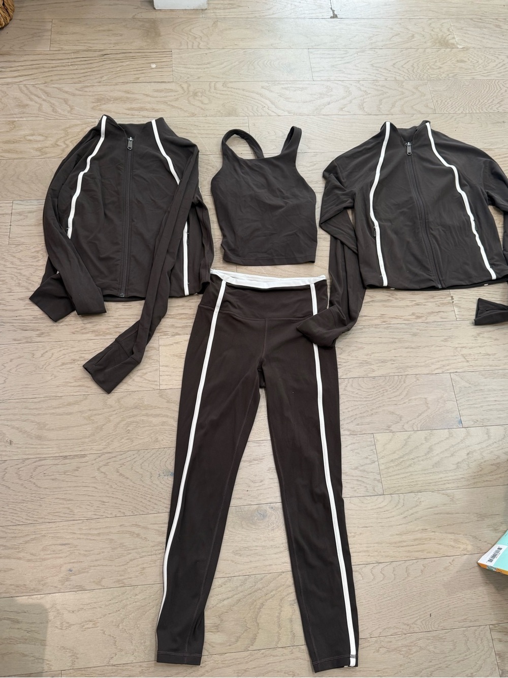Athleta Brown Set: XS Leggings, XS top, 2 jackets (S and M)
